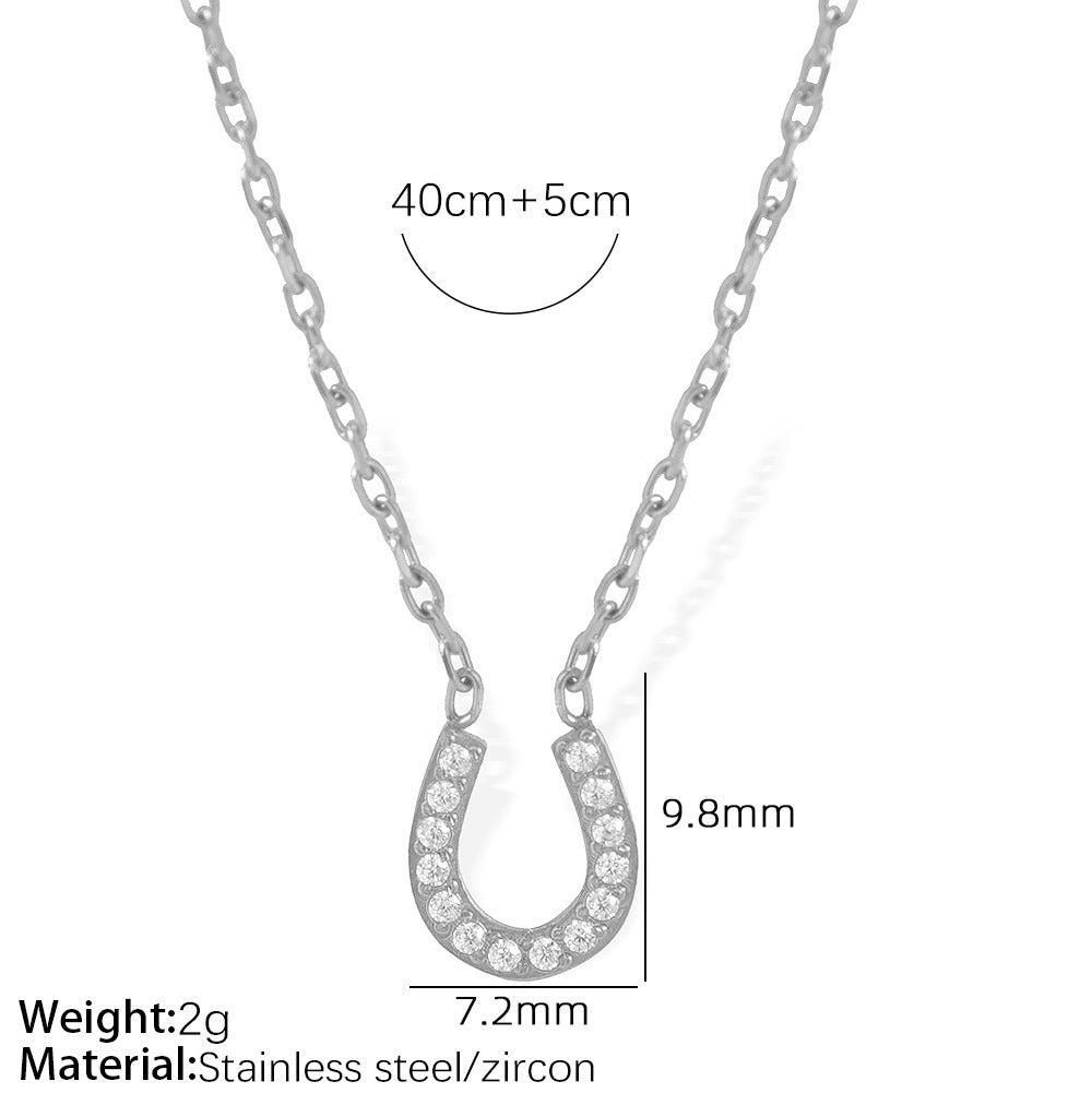Female Titanium Steel Light Luxury Simplicity Design Full Diamond High-grade Necklaces