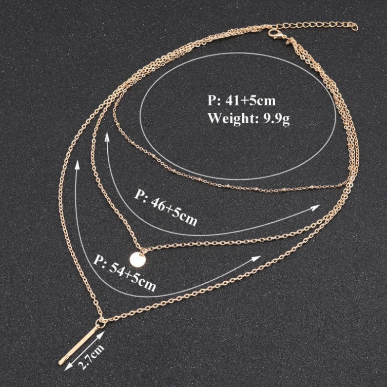 Ornament Copper Beads Chain Sequins Metal Necklaces