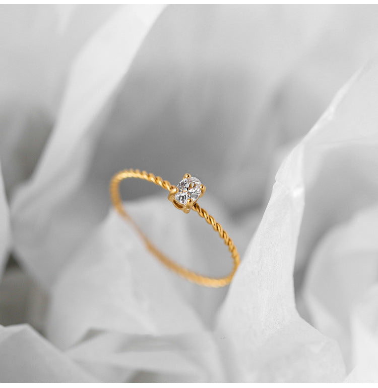 Fine Twist Twisted Titanium Steel Gold Rings