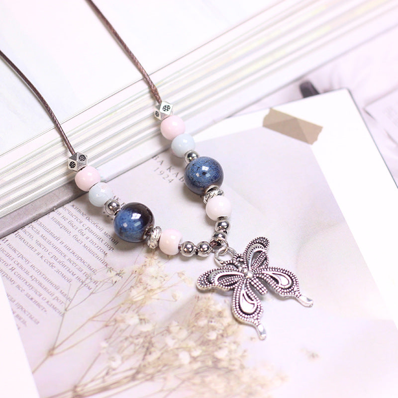 Ceramic Sweater Chain Jewelry Beaded Chinese Female Light Luxury Necklaces