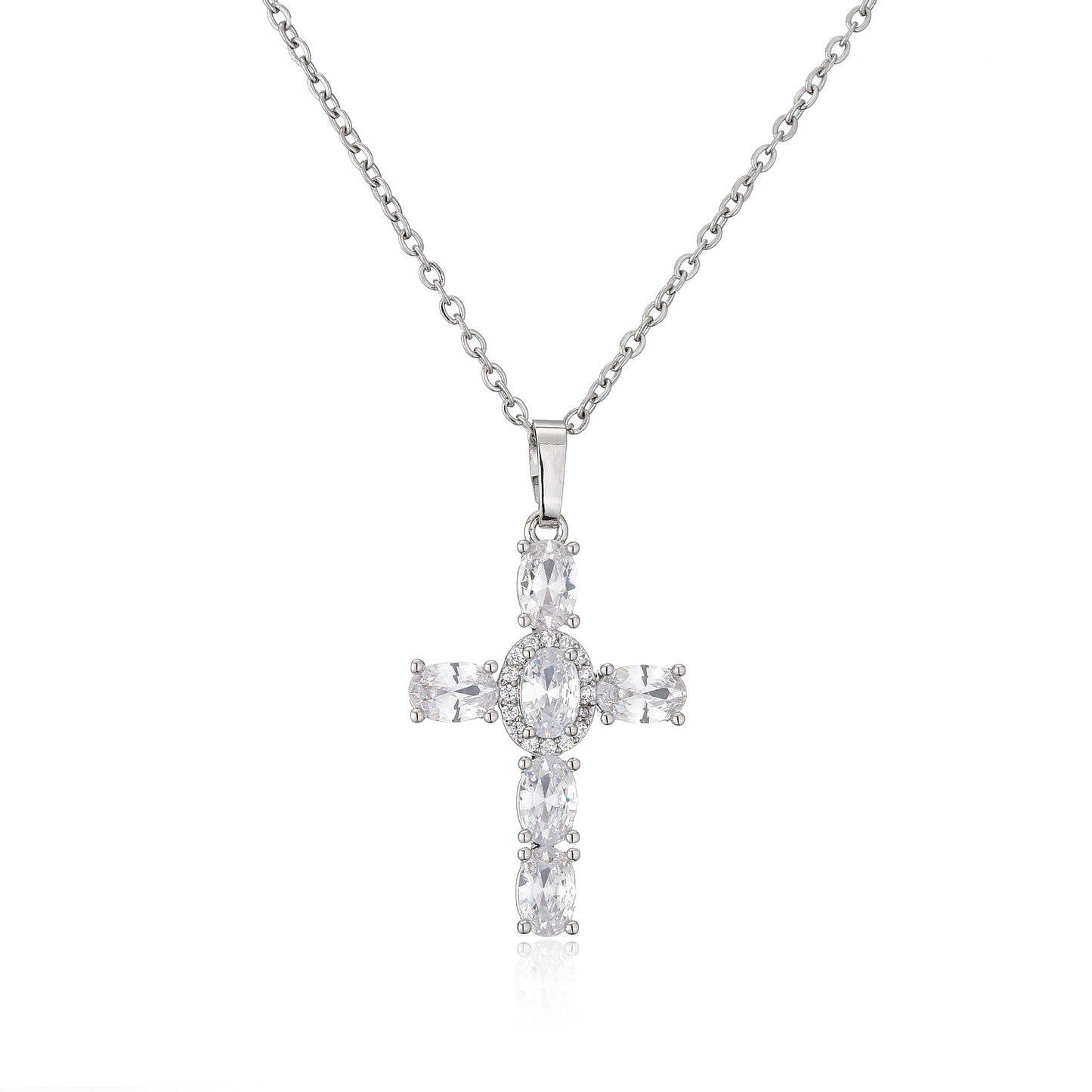 Ornament Micro Inlaid Zircon Cross Religious Necklaces