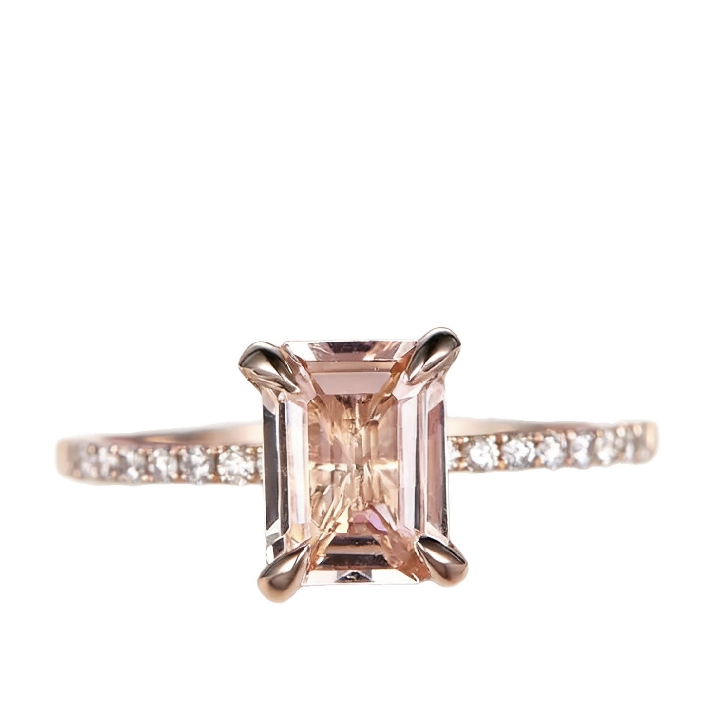 Rose Gold Inlaid Champagne Imitation Diamond Ring