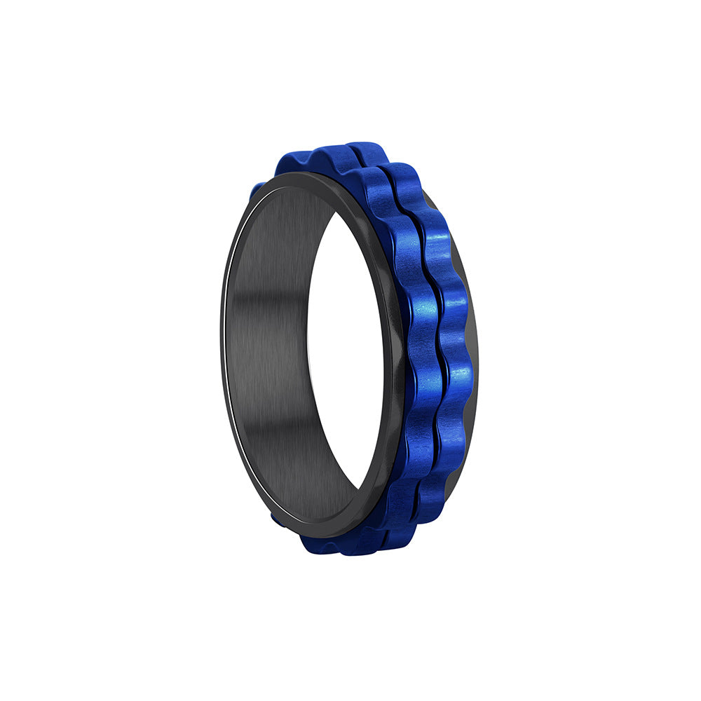 Women's Titanium Steel Ornament Rotatable Decompression Gear Rings