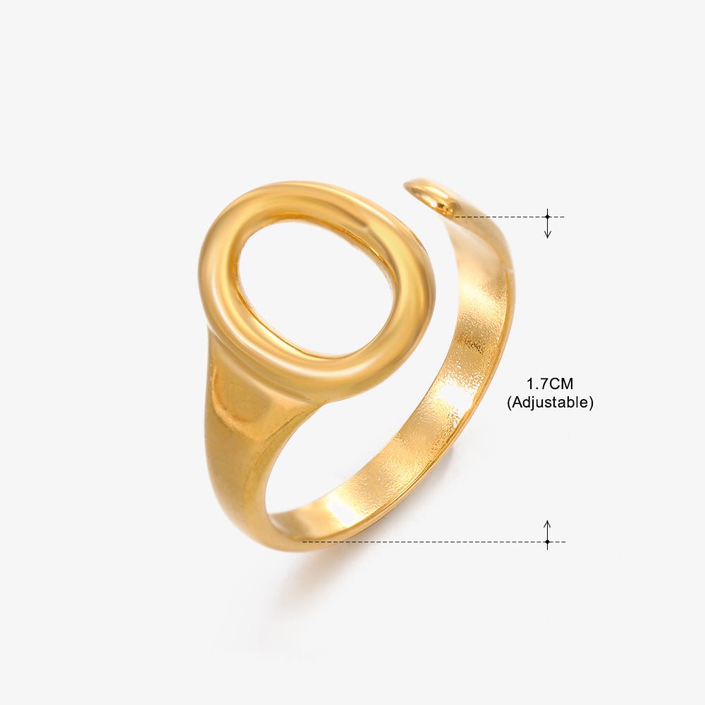 Women's Popular Stainless Steel Geometric Ellipse French Retro Rings