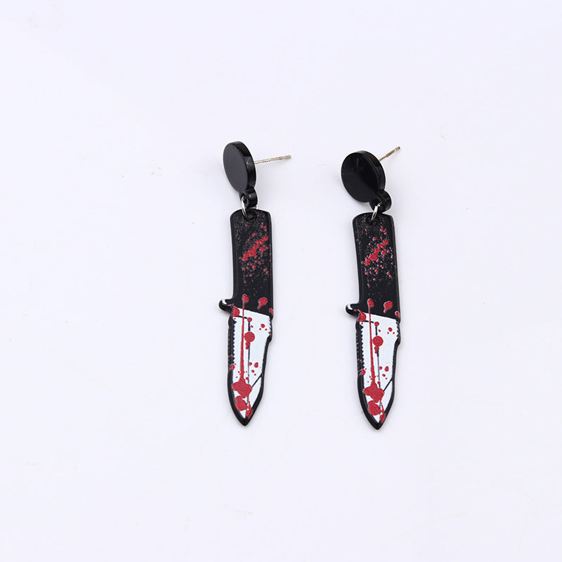 Women's Acrylic Printed Bloody Knife Personalized Fashion Earrings