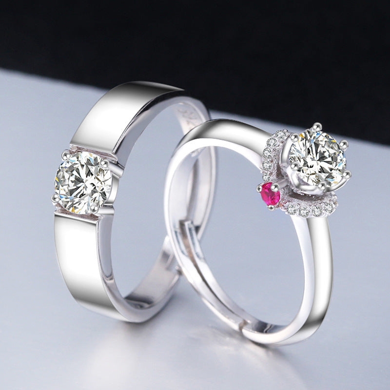 Ornament Open Couple Female Korean Style Zircon Wedding Rings
