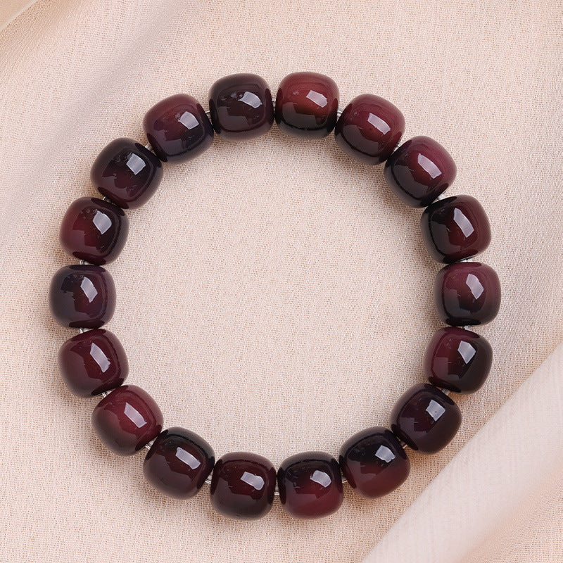 Men's Bodhi Pliable Temperament Skin Root Gradient Old Barrel Buddha Beads Bracelet