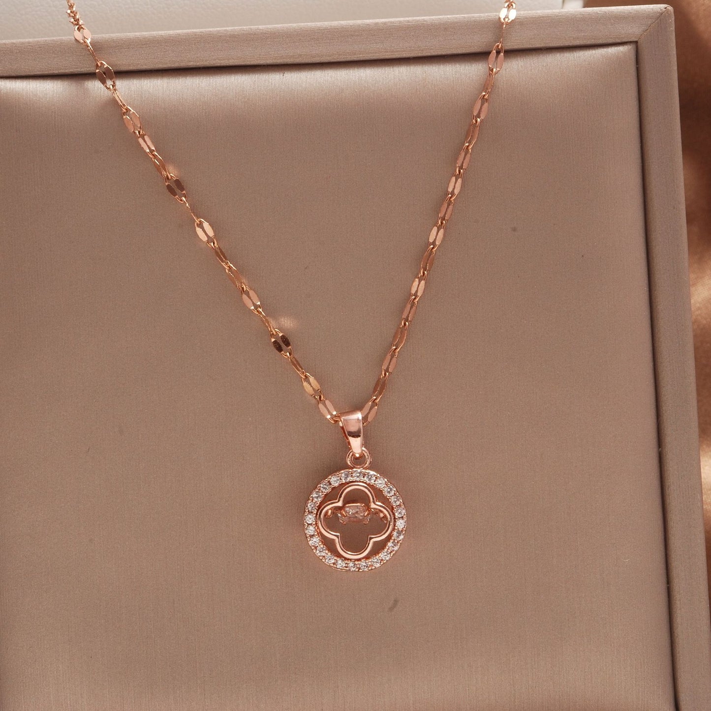 Women's Rose Gold Key Fu Lock Opal Korean Simple Fashion Necklaces