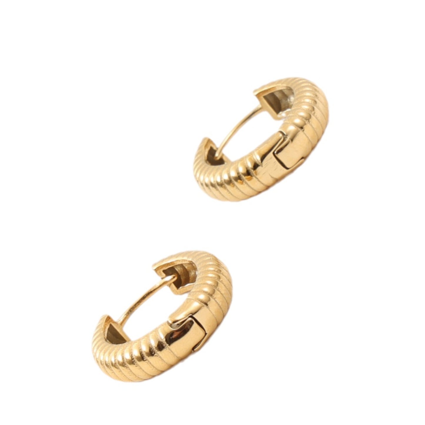 Open Tire Pattern Titanium Steel Gold Earrings