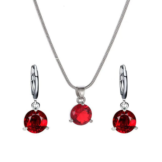 Jewelry Two-piece Set Round Multicolor Zircon Necklaces