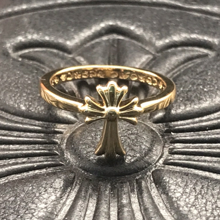Sier Couple Thin Cross Five-pointed Star Rings