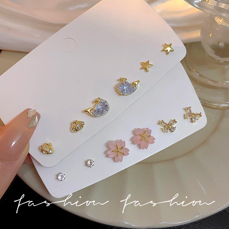 Sier Needle Korean Style Butterfly Fresh Sweet Cute Earrings