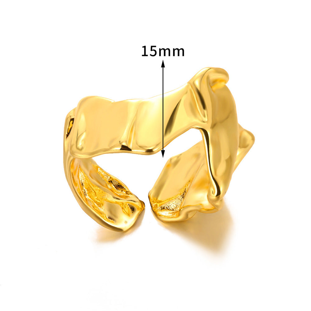 Women's & Men's Stainless Steel Snake Geometric Hollow Gold-plated Rings