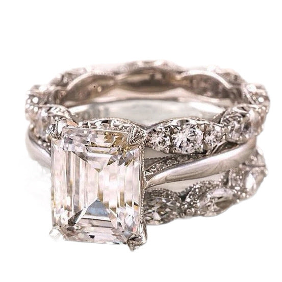 Super Flash Ice Flower Cut Zircon High Rings