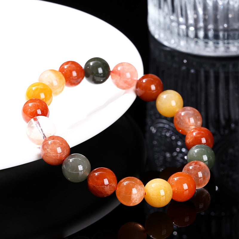 Natural Fu Lu Shou Crystal Simple Color Rabbit Fur Bracelets