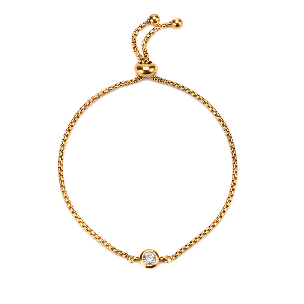 Women's Simple Stainless Steel Twee Birthstone Mother's Bracelets