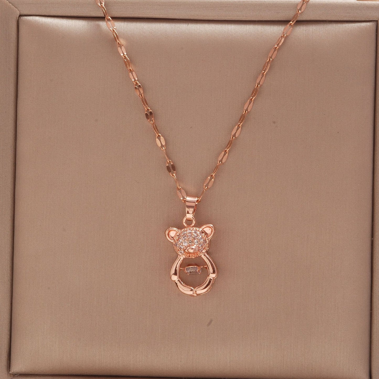 Women's Rose Gold Key Fu Lock Opal Korean Simple Fashion Necklaces