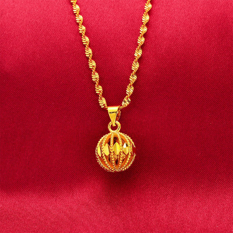 Women's Gold Suit Brass Plated Lantern Hollow Out Jewelry Set