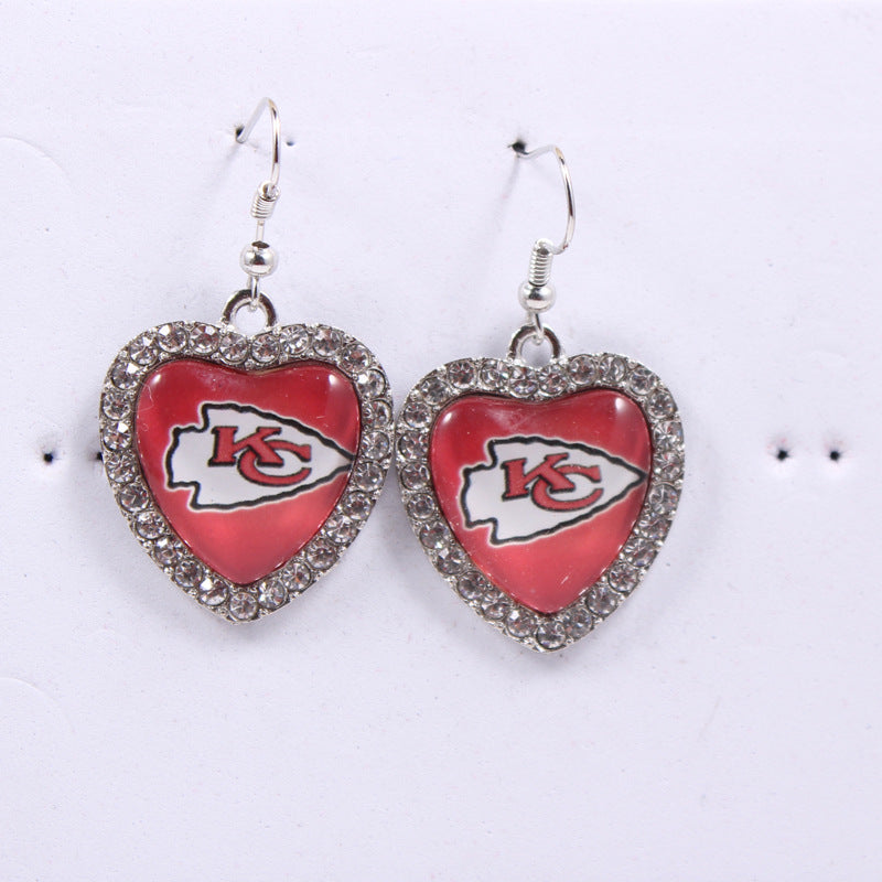 Peach Heart Spot Drill Sports Team Series Earrings