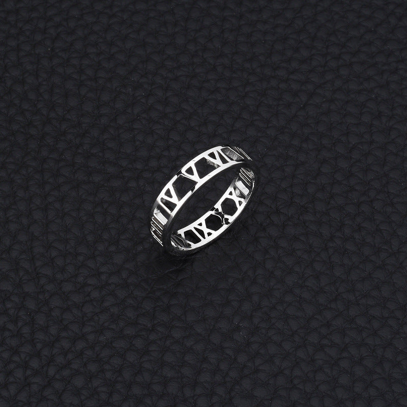 Female Hollow Roman Numerals High Quality Rings