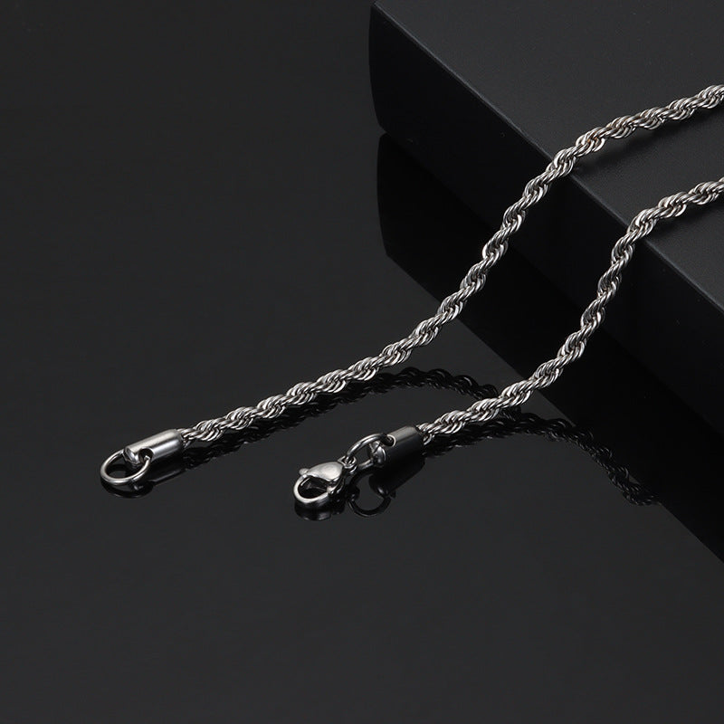 Women's & Men's Flowers Chain For Twist Choker Titanium Necklaces