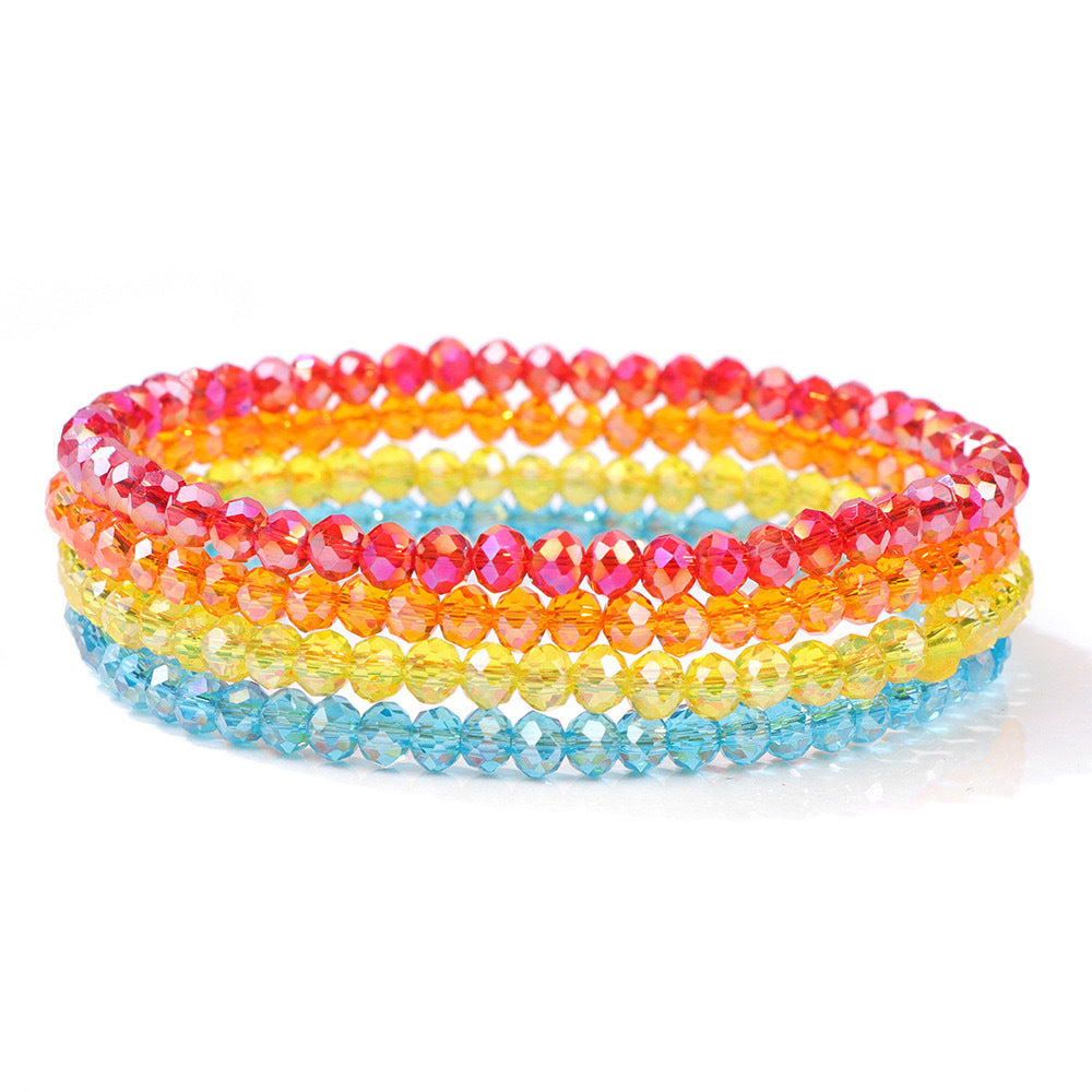 Women's String Beads Twin Elastic Niche Contrast Bracelets