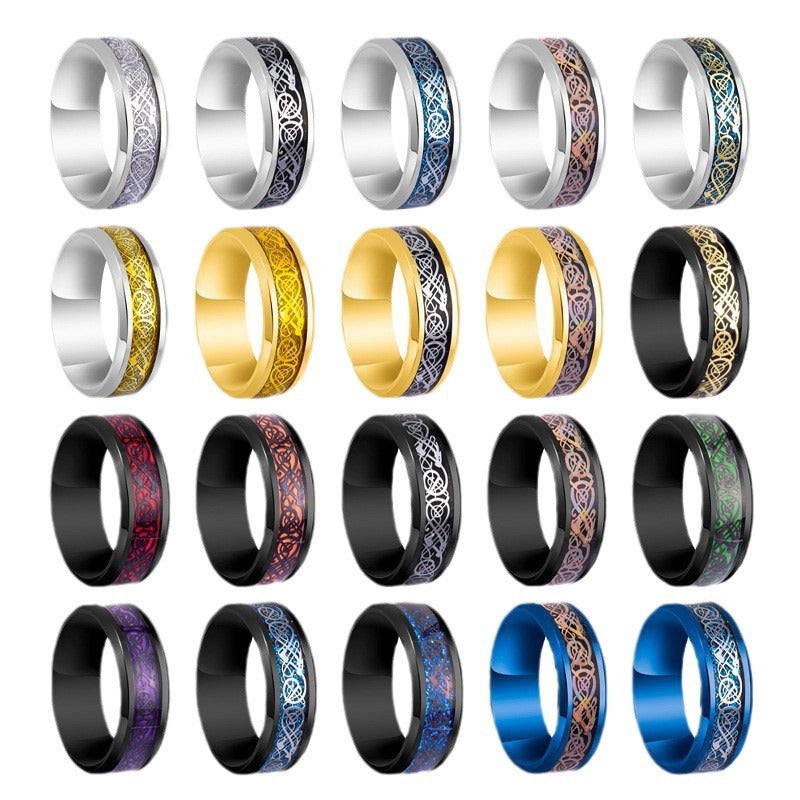 Men's Elegant Dragon Pattern Xi For Rings