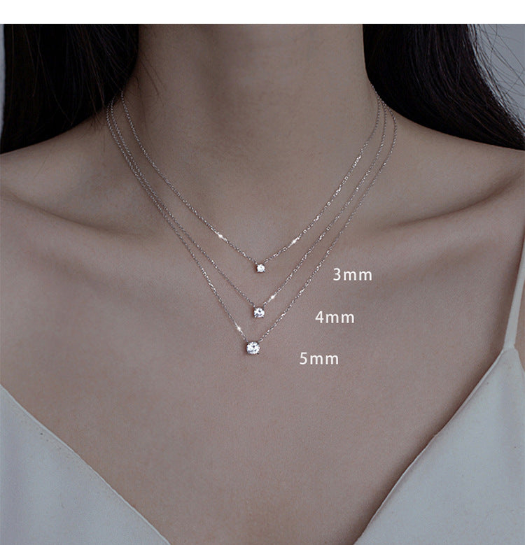 Women's Sterling Sier Single Diamond Zircon Gold Special Necklaces