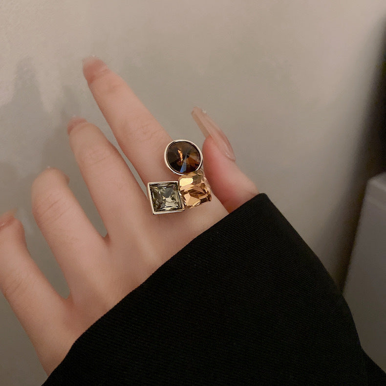 Geometric Ellipse Color Open Fashion Creative Design Rings