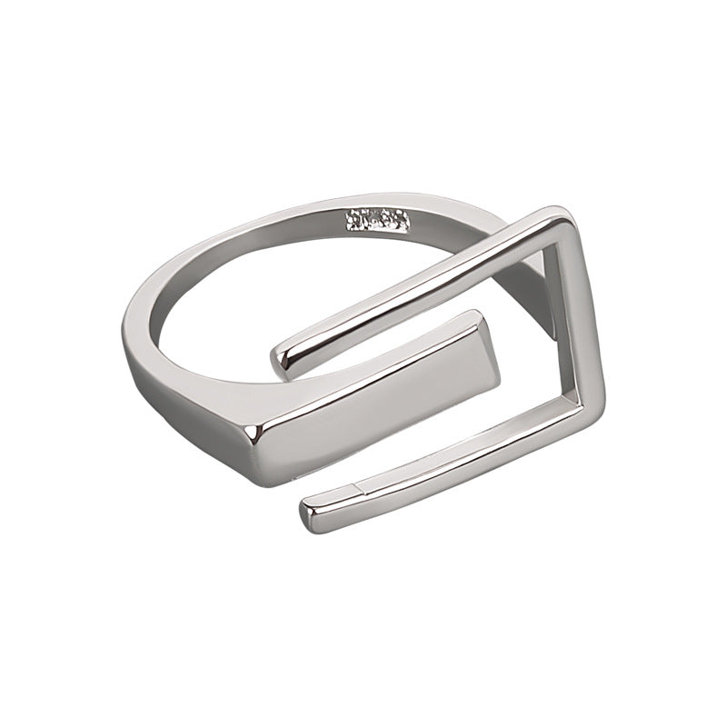 Hollow Square Female Personality Trend Letter Open Rings