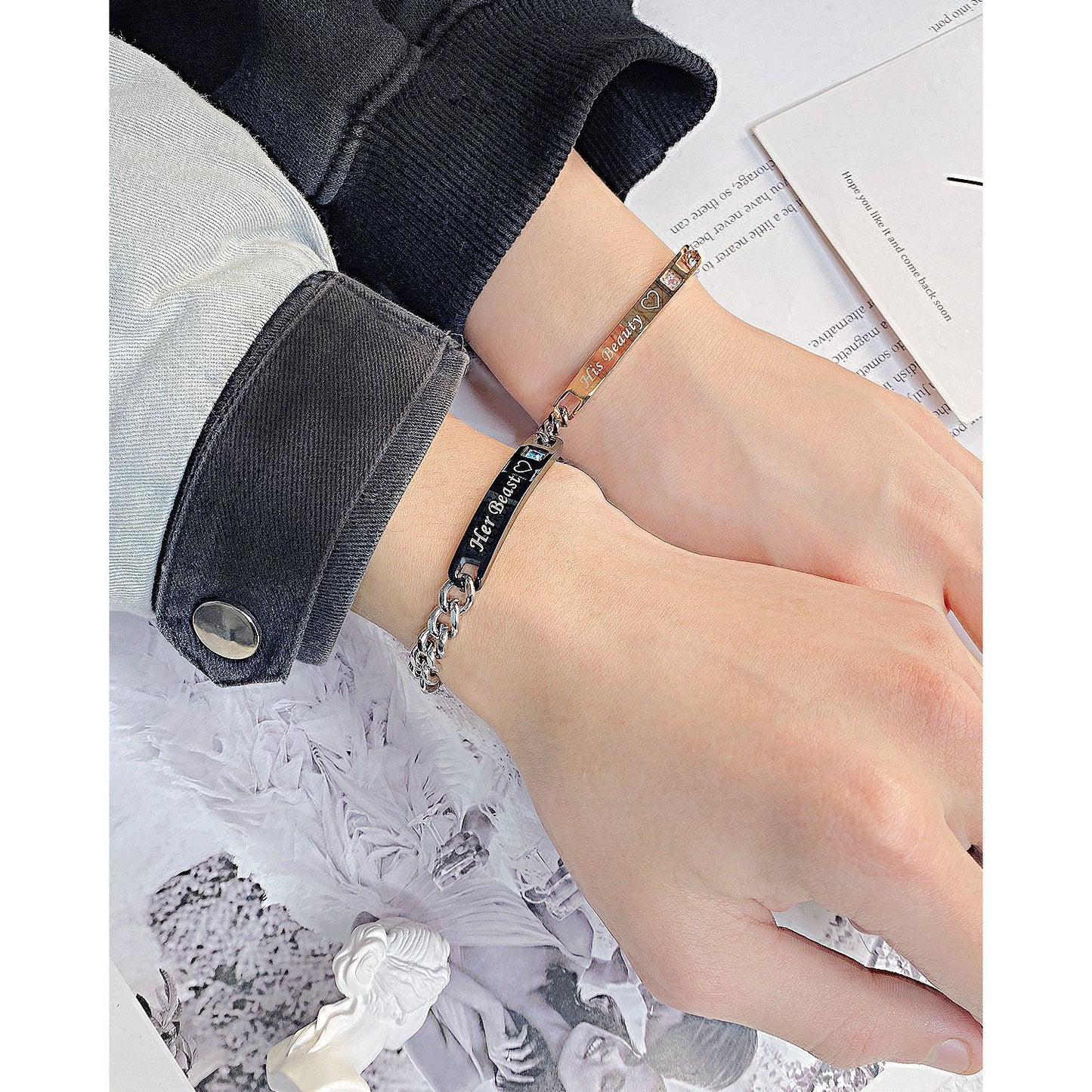Women's & Men's Trendy Heart-shaped Couple Personality Simple Niche Bracelets