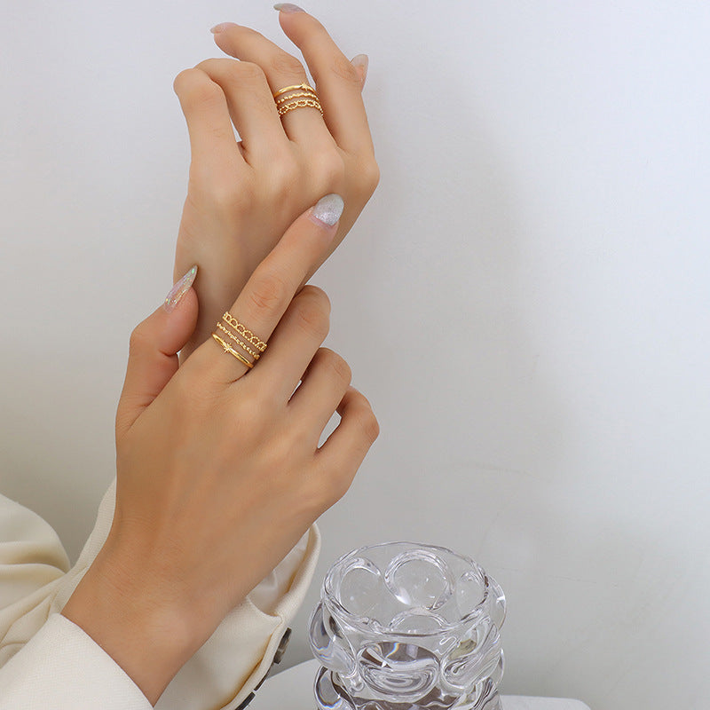 Steel Gold-plated Geometric Mixed Fashion Diverse Colorfast Hip Rings