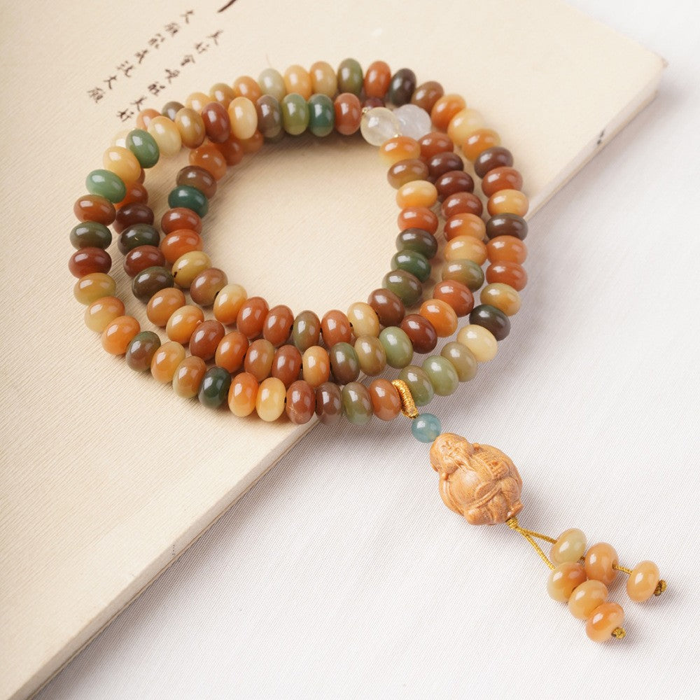 Women's & Men's Natural Bodhi Double Circle Abacus Beads Rosary Hand Bracelets