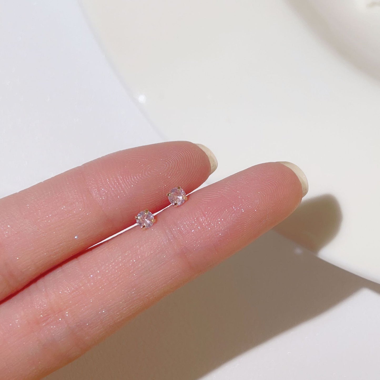 Mini Double-headed Zircon Small Versatile Minimalist Design Ear Earrings