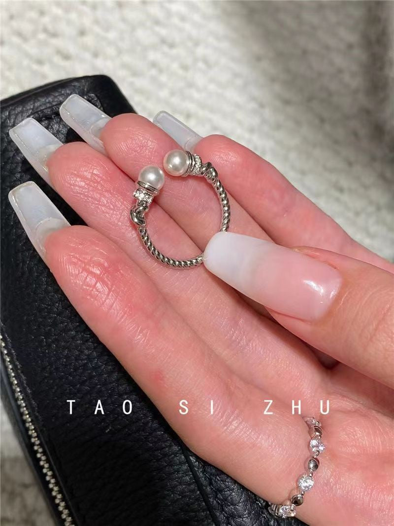 Elegant Twist Open-end Pearl Affordable Luxury Fashion Rings