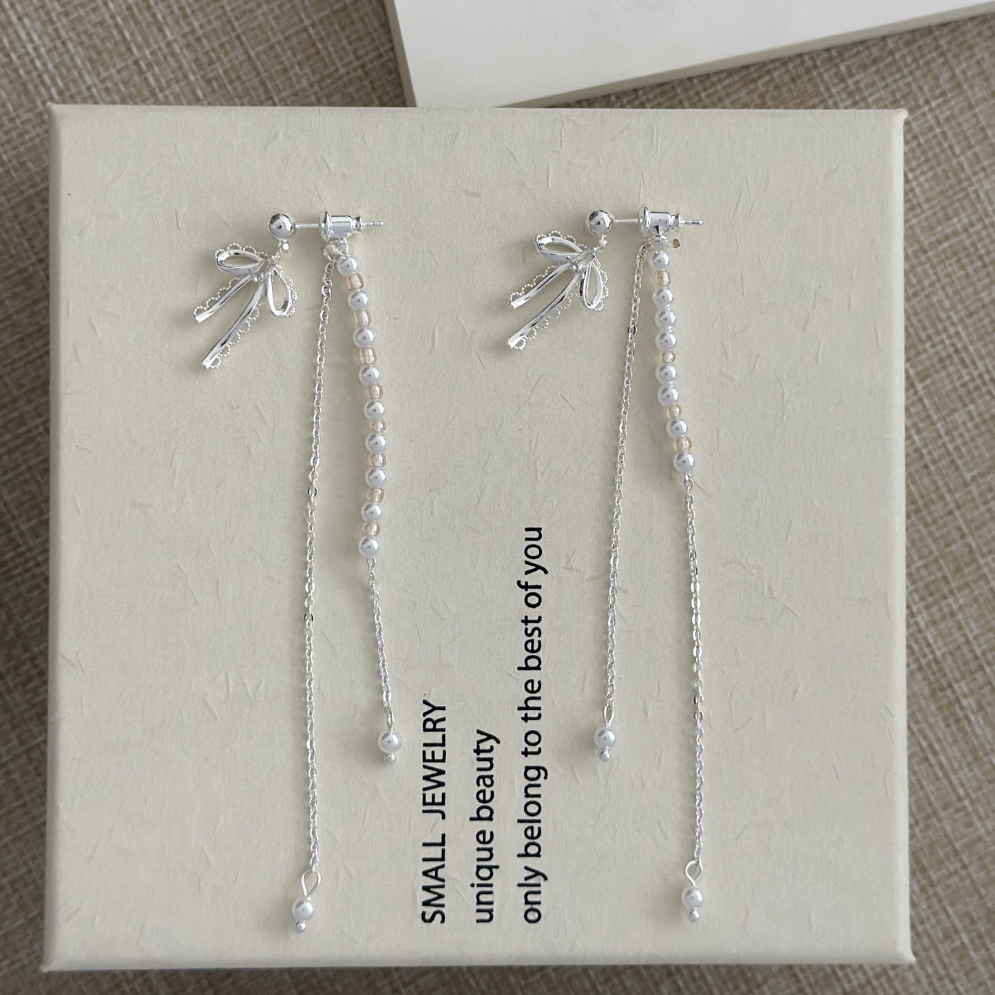 Super Fairy Lace Bow Pearl Tassel Female Design Gentle Earrings