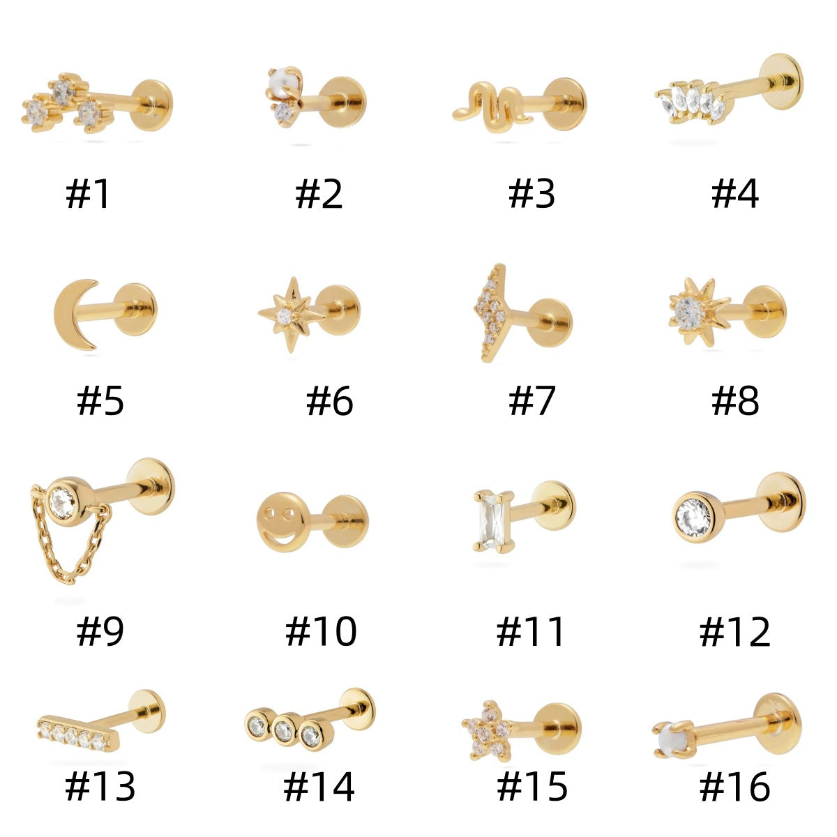Flat Head Push Piercing Thread Cartilage Earrings