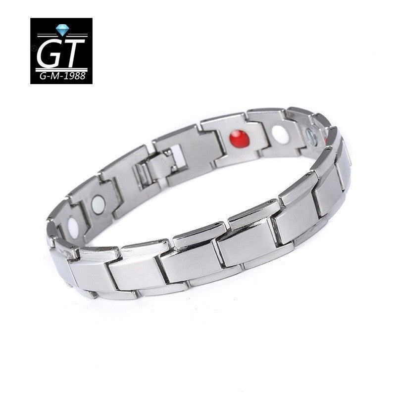 Men's Detachable Magnet Beveled Black Gold Mature Golden Bracelets