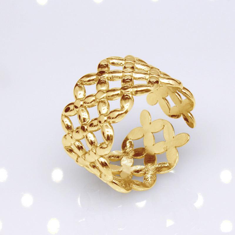 Women's & Men's Open Stainless Steel Type Adjustable Geometric Rings