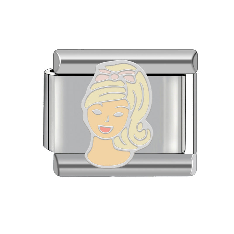 Lovely Pink Italian Charm Module Heart-shaped Detachable Bracelets