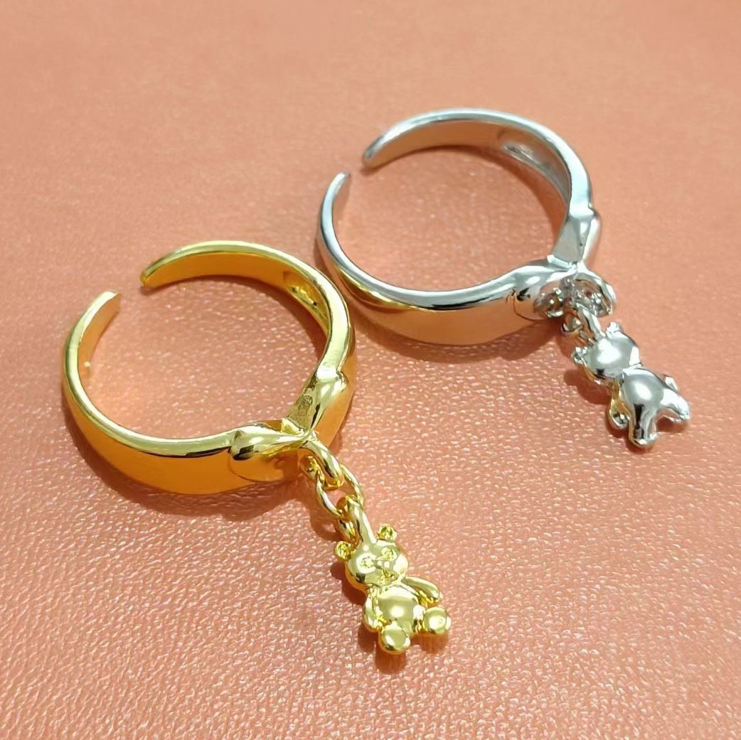 Simple Sweet Loving Heart Bear Opening Rings