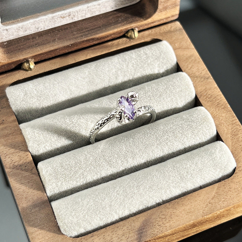 Sweet Cool Purple Zircon Exquisite Butterfly Gang Drill Rings
