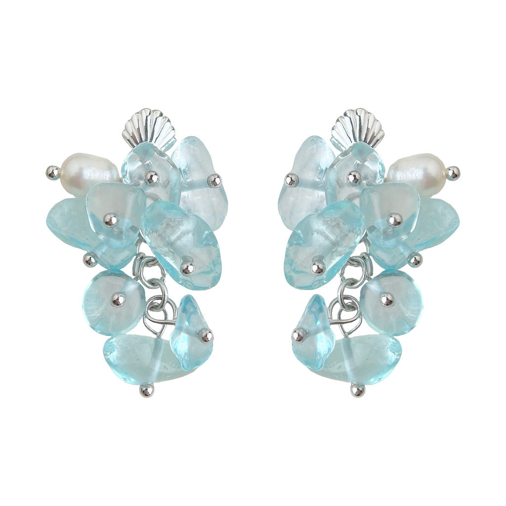 Style Glass Crystal Freshwater Pearl Handmade Earrings