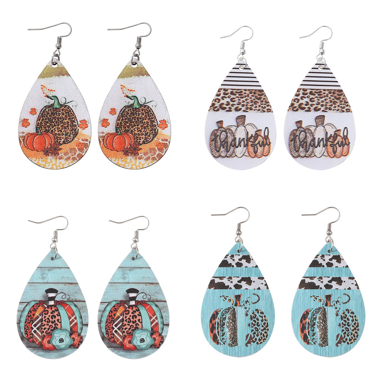 Thanksgiving Maple Leaf Leopard Pumpkin Water Earrings