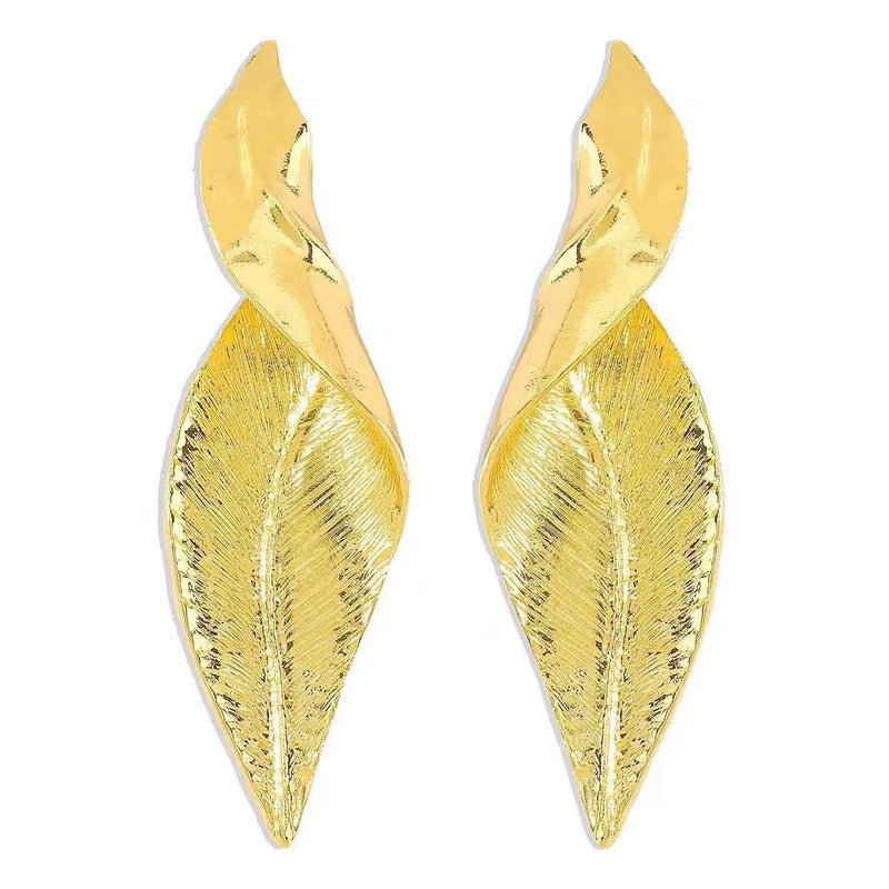 Cold Style Exaggerated Leaf-shaped Design Unique Earrings