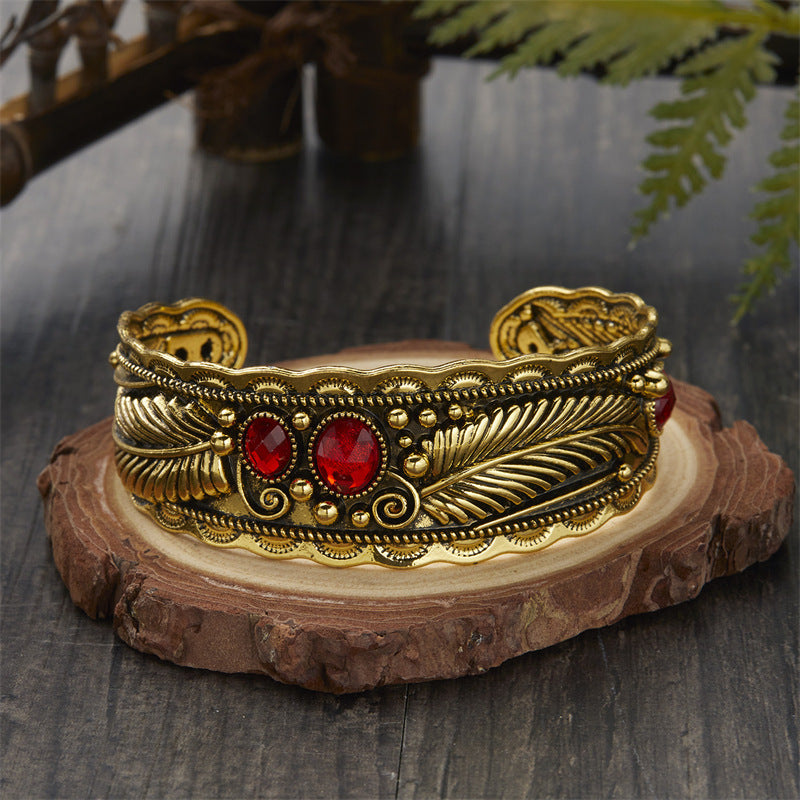 Women's Navajo Style Oval Turquoise Retro Two-tone Bracelets