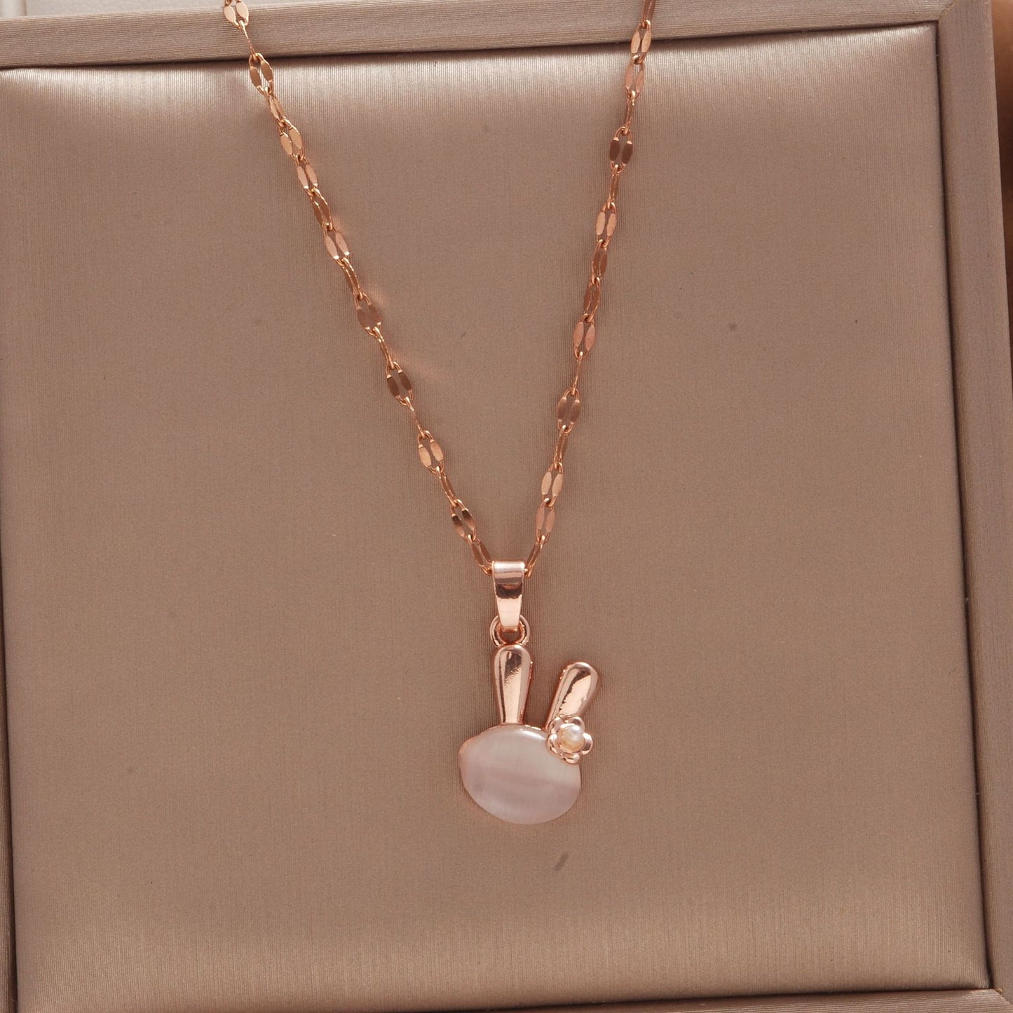 Women's Rose Gold Key Fu Lock Opal Korean Simple Fashion Necklaces
