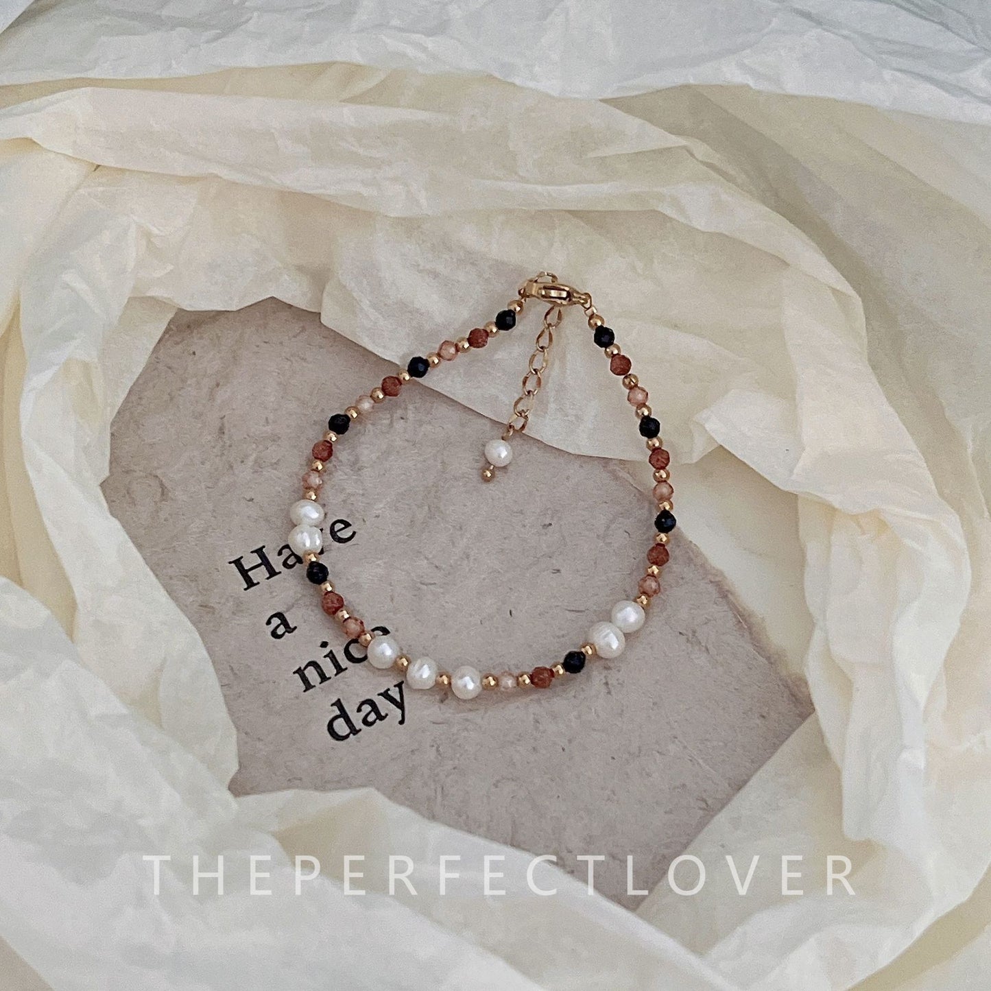 Women's Handmade Natural Stone Agate Gold Sand Blue Bracelets