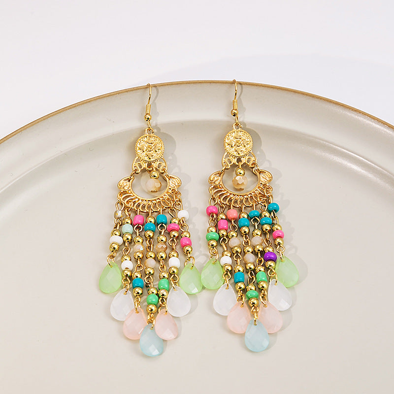 Acrylic Bohemian Bead Female Ethnic Style Earrings