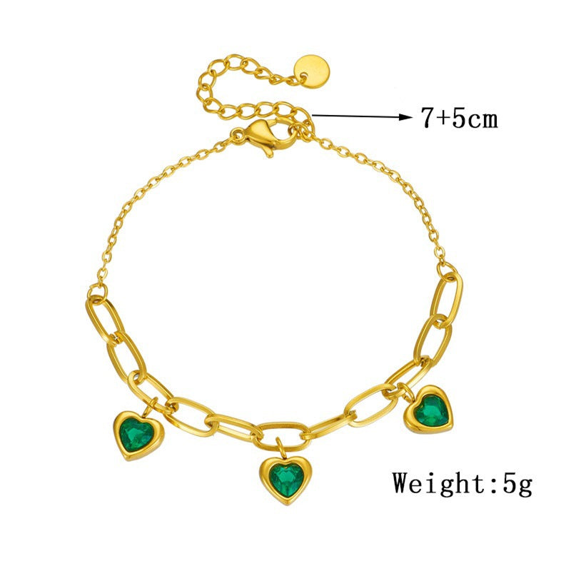 Niche Retro Gold-plated Fashion Colorful Gem Bracelets